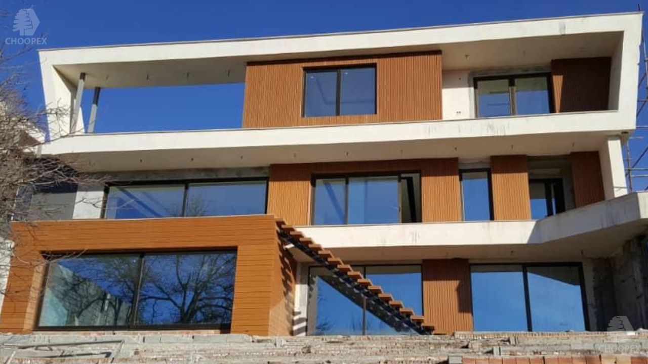 نمای ویلا چوب پلاست