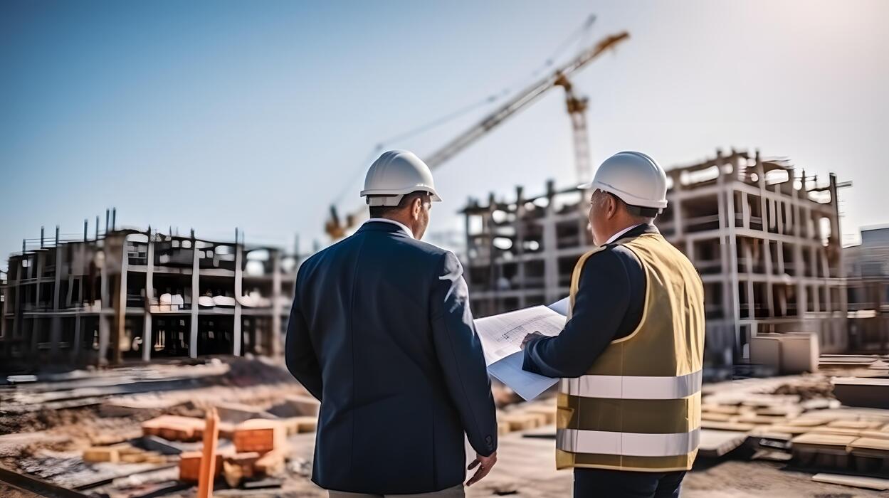مهندسان ناظر در بررسی پیشرفت پروژه ساخت در سایت