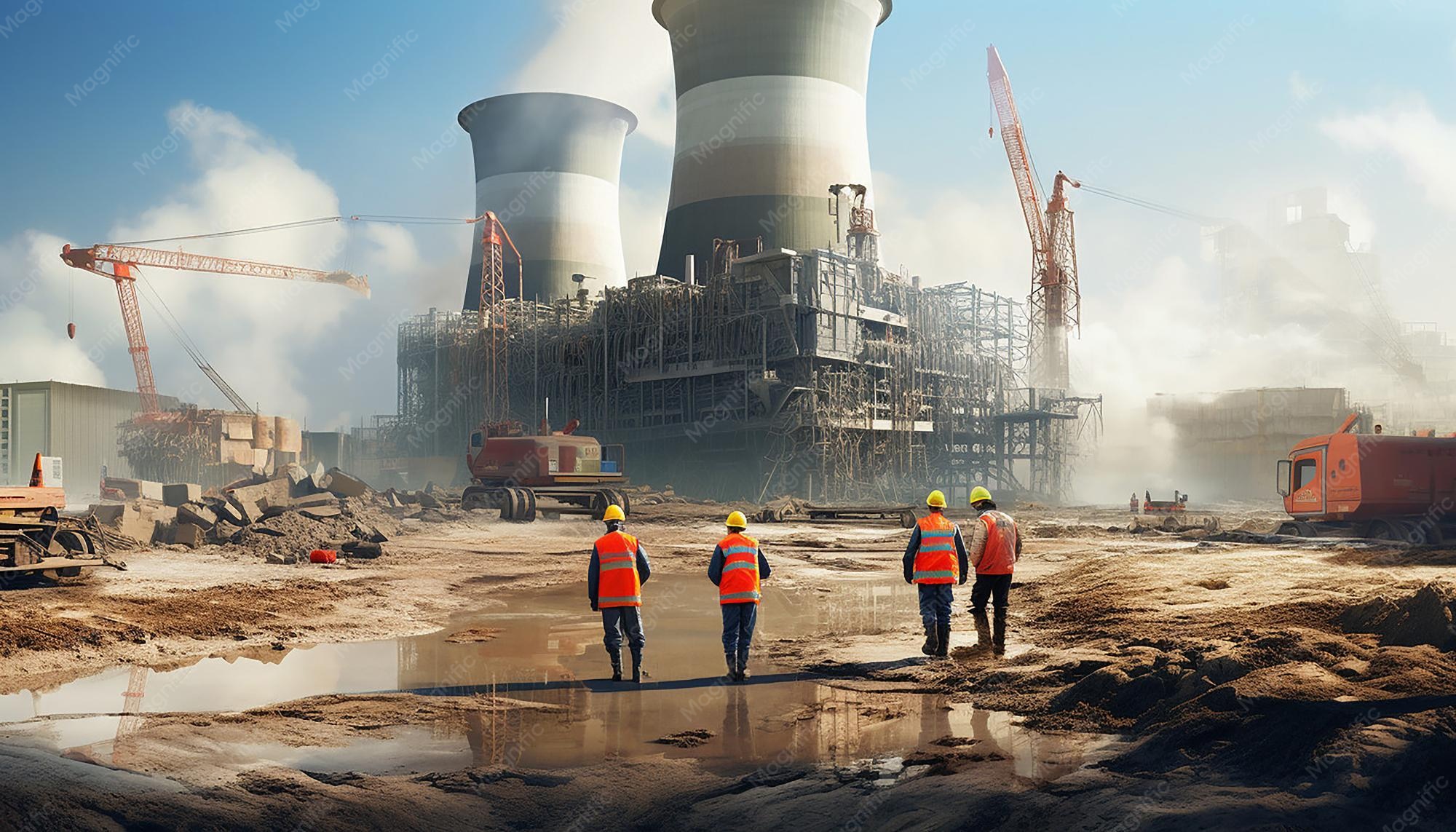 کارگران پیمانکار در سایت ساخت نیروگاه هستهای، نشاندهنده پیچیدگیهای فنی پروژههای انرژی